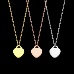 Fashion stainless steel T letter peach heart green rose gold silver necklace foreign trade ladies love necklace for woman333b