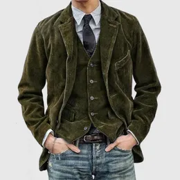 Jaquetas femininas Outono Inverno Homem Causal Lapela Colarinho Casacos Homens Botão Sólido Corduroy Vintage Business Slim Manga Longa Outwear 231201