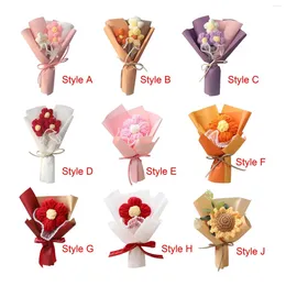 Decorative Flowers Handmade Knitted Bouquet Crocheted Party Gifts Decor Artificial Flower For Wedding Graduation