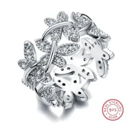 Victoria Wieck Sprankelende Sieraden Luxe 100% Soild Puur 925 Sterling Zilver Leuke Vlinder Witte Saffier Vrouwen Bruiloft Bloem Ban232i