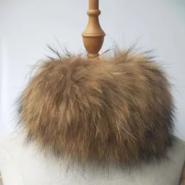 Scarves Real Raccoon fur Scarf Women Knitted Winter Warm Natural Fur Scarves Elastic Ladies Neck Warmer Russia Luxury Winter Headbands 231201