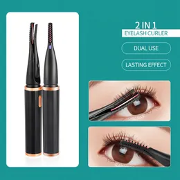 Eyelash Curler Mini Electric Heat Eyelash Curler Fast Curling Comb 3-Gears Temperatur justerad långvarig ögonfrans Slank penna curler 231202