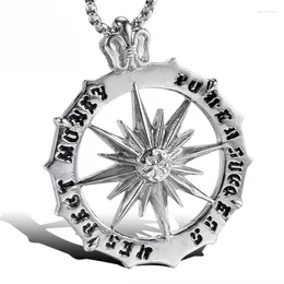 Pendant Necklaces European And American Fashion Personality Sun God Stainless Steel Round Carved English Trend Men's Necklace