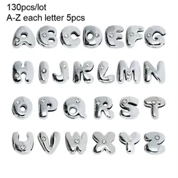 More Options DIY accessory Bead Caps 130pcs 8mm English Alphabet Slide Letters Charms Rhinestone Fit Pet collar Wristband keychain265f