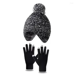 Berets Children Hat Gloves Knit Cap Set For Girls Boys Beanies Winter Wool Warm