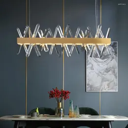Chandeliers Modern Rectangle Crystal Chandelier For Living Room Dining Kitchen Island Hanging Lamp Gold Led