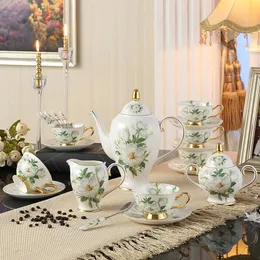 أكواب كاميليا بون الصين مجموعة القهوة البريطانية البورسلين الشاي السيراميك وعاء السكر وعاء Teatime Teapot Cup Coffeeware 231201