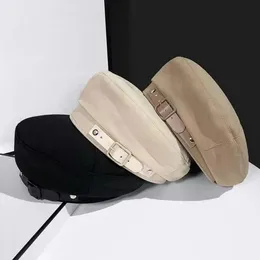 Berets inverno moda cor sólida outono para meninas pintor chapéu manter quente octogonal boné fivela boina mulheres bonés 231201