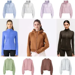 Kvinnor jackor yoga slitage huva definiera kvinnors designers sport jacka kappa dubbelsidig slipning fitness snabbtorkande chothing hoodies långärmad kläder