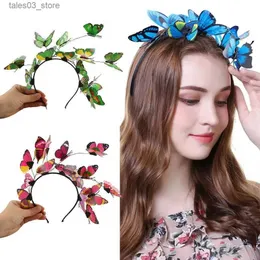 Headwear Hair Accessories 2023 new Butterfly Headbands For Women Girls Colorful Butterfly Haiand Hair Hoop La Bridal Wedding Headpieces Photo Props Q231204