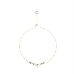 Elegante collar de perlas naturales de agua dulce, plata de ley chapada en oro de 18 quilates, cadena multiusos DIY 265Y