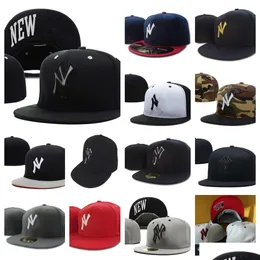 Snapbacks الموضة القبعات المجهزة الرياضة جميع فريق Team Cotton Flex Hat Football Baseball Pom Fisherman Solid Cap Sports Outdoors Stre Dh1ip