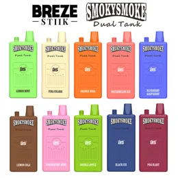 オリジナルのBreze Stiik BS SmokySmoke 16000パフ使い捨てベイプペン32mlデュアンタンクPREFILLD POD 650MAHバッテリー充電式10フレーバー2/5％Eタバコ