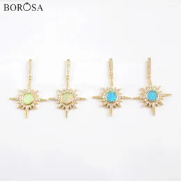 Baumelnde Ohrringe BOROSA 4 Paar Modehaken Sternform CZ Mikropflaster Blauer Opal für Damen ZG0391