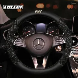 Steering Wheel Covers LULECI Car Cover Four Seasons Universal Camellia Lovely Anti-slip Absorbent Breathable Leather