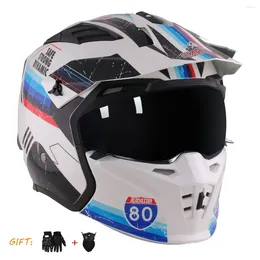 Motorcycle Helmets DOT ECE Winter Warm Modular Helmet Combination Motocross Detachable Full Face Moto Street Half Open Casco