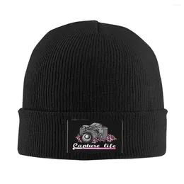 Berets Capture Life Pographer Camera Skullies Beanies Caps Streetwear Winter Warm Knitted Hats Unisex Adult Pography Bonnet