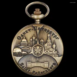 Pocket Watches Famous and European Royal Castle Quartz Watch Vintage Steel Necklace Pendant Jewelry Holiday Present Clock
