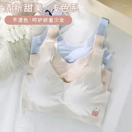 Bras Growing Girls Junior High School Ice Silk Seamless Thin Padded Sports Small Vest Bra Students Show Underwear