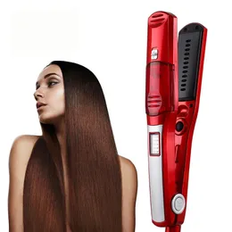 髪のストレートナープロフェッショナル蒸気髪の髪の毛ストレートレニングアイアンブラシセラミックフラットアイアン髪の完全な保護ストレートヘアアイアン231201
