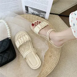 Slippers 2023 Summer And Autumn Fairy Flat Sandals Net Red One Word 3345
