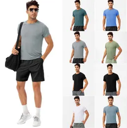 Yoga Outfit Lu Correndo Camisas Compressão Calças Esportivas Fitness Ginásio Futebol Homem Jersey Sportswear Quick Dry Sport T-Top LL Mans Casual Top Edfr