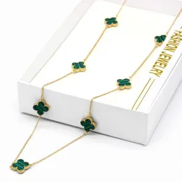 Green Clover Necklace Women's Long Korean Edition Elegant and Minimalist Sweater Chain Fashionable and Versatile New Trendy and Unique Design
