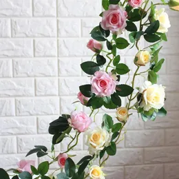 장식 꽃 인공 장미 115cm Real Touch Silk Vine Flower String 웨딩 장식 교수형 아이비 화환