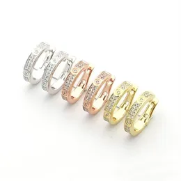 Fashion Jewelry Brand Design Stud Earring 2 Row Stone Full Diamond Clasp Hoop Earrings for Women Girls Earring jewelry 3 Colour Se289G
