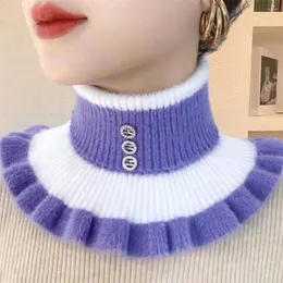 Bufandas Bufanda térmica Elegante invierno con volantes Decoración de diamantes de imitación Elegante calentador de cuello de punto para mujeres Cálido a prueba de viento firmemente