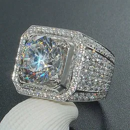 Moda masculina feminino deslumbrante anel banhado a prata diamante birthstone anel noivado festa de casamento tamanho 5-12215o