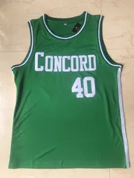 Носит баскетбольную майку Concord Academy 40 Shawn Kemp High School College, винтажные зеленые рубашки Ed