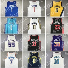 Baskettröjor marin 2023-24 Fast Break Jersey City Edition Ball Haliburton Derozan Williamson Edwards Antetokounmpo Wembanyama Butler Harden Holmgren