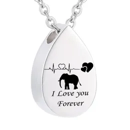 Memorial Jewelry Cremation Urn Ashes Elephant Pendant Stainless Steel Water droplets Keepsake Memorial Charms Pendant for Women246B