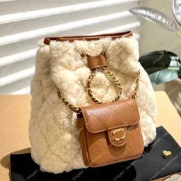 Casual Fur Senior Lazy and Fashion Pure Leather Lamb Wool Size21x20cm Designer One Bag Twin Bucket Hand Held Crossbody