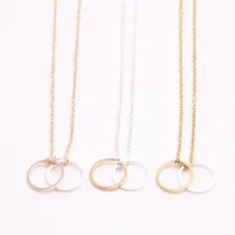 2018 Geometric figure Pendant necklace two hollow out circle plated necklace the gift to women3069