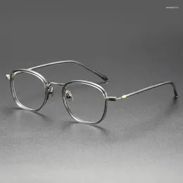 Solglasögon ramar japanses Pure Titanium Glasses Frame Women 2023 Square Recept Eglaslasses Optiska glasögon GMS121 Mänglasögon