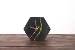 Minimalist, concrete desk clock with Scandinavian moss, Modern concrete clock
