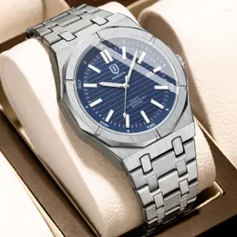 Relógios de pulso Qingxiya Mens Relógios Top Aço Inoxidável À Prova D 'Água Luminosa Data Moda Azul Relógio de Quartzo Homens Relogio Masculino
