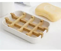 Creative Modern Simple Bathroom Anti Slip Bamboo Fiber Soap Dish Tray Holder June23 ZZ