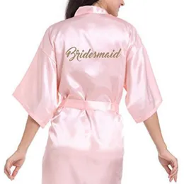 Pink Bride Robe Satin Women Bridal Pyjamas Wedding Slmaid Gift Mother Syster of the Groom