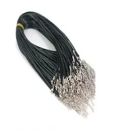 100pcs 2mm black PU leather cord metal lobster clasp necklace cord For DIY Craft Jewelry 18 230f