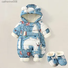 مجموعات الملابس 2023 New Born Baby Girl Clothes Winter Winw Snowsuit بالإضافة إلى مخملية سميكة الأولاد بذلة 0-3 سنوات رومبير وزرة صغيرة