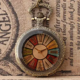Classic vintage flip pocket watch with colorful patterns rainbow Roman antique watch holiday gift watch rated price