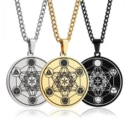 Anhänger Halsketten Mode Blume des Lebens Metatron Engel Solomon Herren Halskette Goth Hip Hop Zubehör Halsband Schmuck