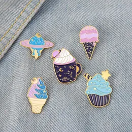 Bonito sorvete cone série broches liga dos desenhos animados esmalte planeta lapela pinos para unisex mochila sacos roupas crachá roupas accesso254a