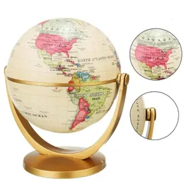 Dekorativa föremål Figurer 1pc Retro Globe 360 ​​Roterande Earth World Ocean Map Ball Antique Desktop Geography Learning Education Home School Decoration 231202