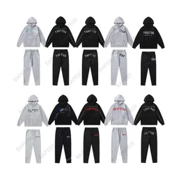 Black Hoodie Trapstar Tracksuit Rainbow Towel Embroidery Decoding Hooded Men and Women Sportswear Suit