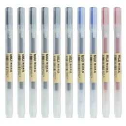 Canetas esferográficas 10 Pçs / set 0.38mm Caneta Gel Preto / Vermelho / Azul Tinta MUJIs Canetas Escolar Material de Escritório Papelaria para Estudante Negócios Assinatura Esferográfica 231201