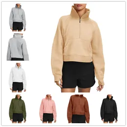 Tjock scuba hoodie womens yoga hoodies womens plus sammet förtjockning jackor hooded jacka hoodys sport halva blixtlås terry designer tröja chothing lu athtic coat